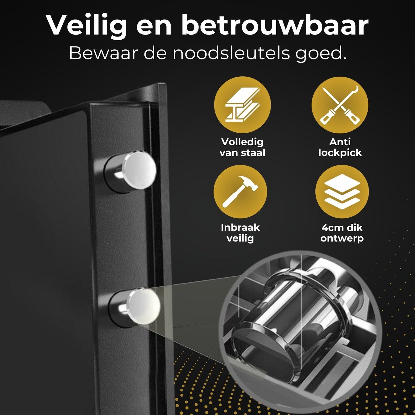 Elektronische Kluis met Cijferslot XL - Zwart