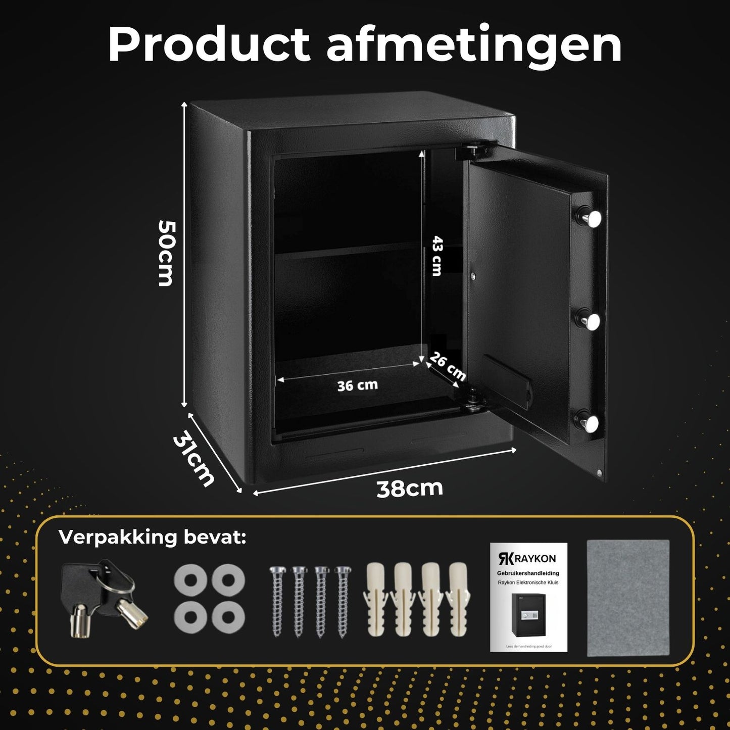 Elektronische Kluis met Cijferslot XL - Zwart