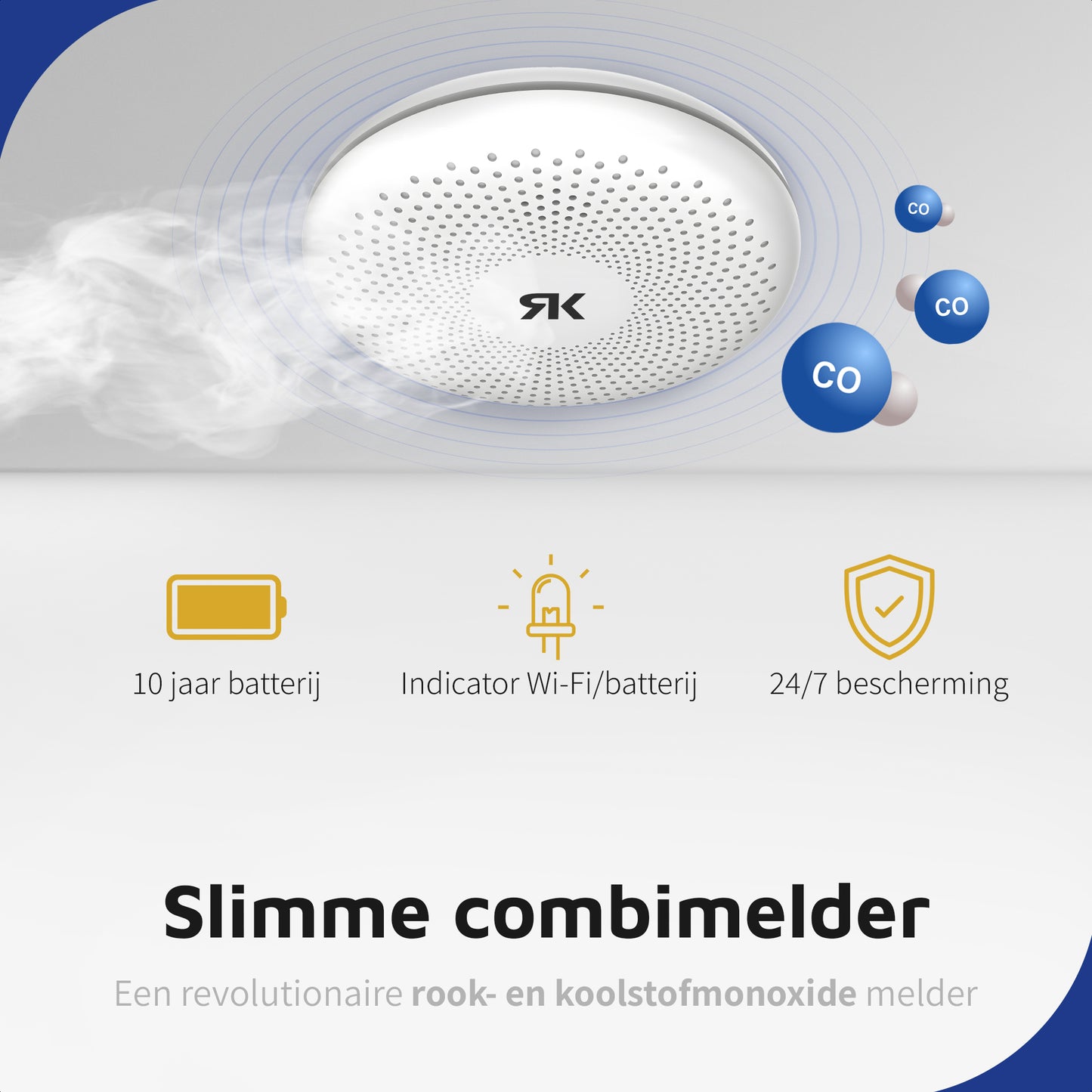 Slimme Combimelder met 10 jaar batterij - Rookmelder en Koolmonoxidemelder