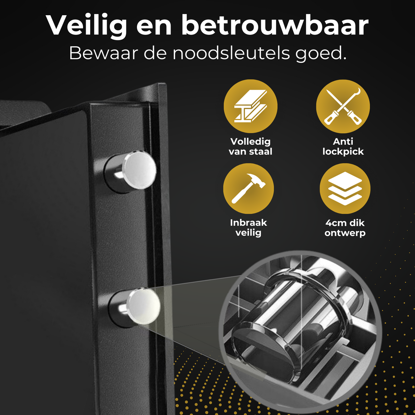 Elektronische kluis met cijferslot XXL - Zwart