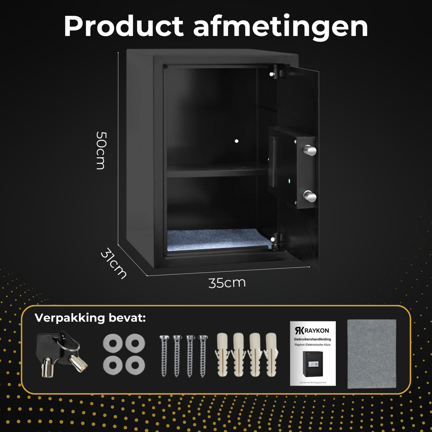 Elektronische kluis met cijferslot XXL - Zwart