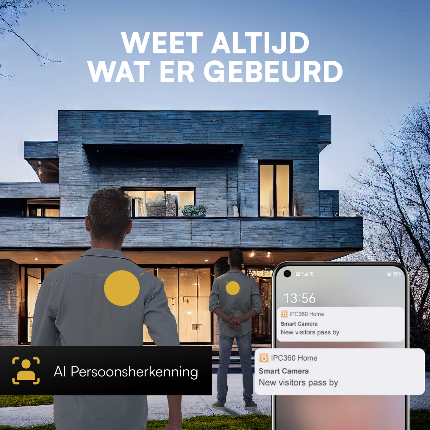 Beveiligingscamera met Nachtzicht - Met WIFI & App - Inclusief 128gb SD-kaart