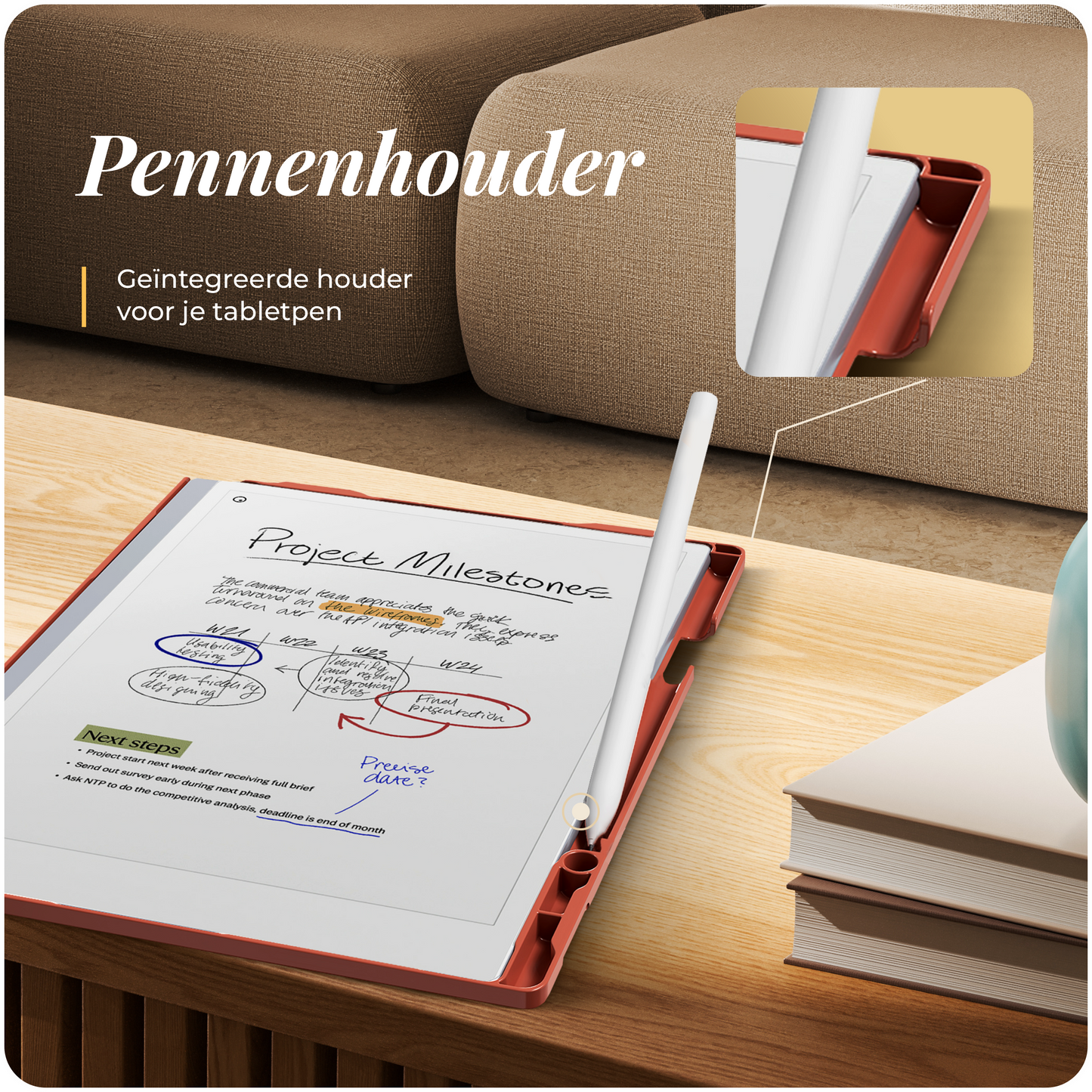 Luxe Stiksel Hoes Geschikt voor reMarkable Paper Pro - Cognac