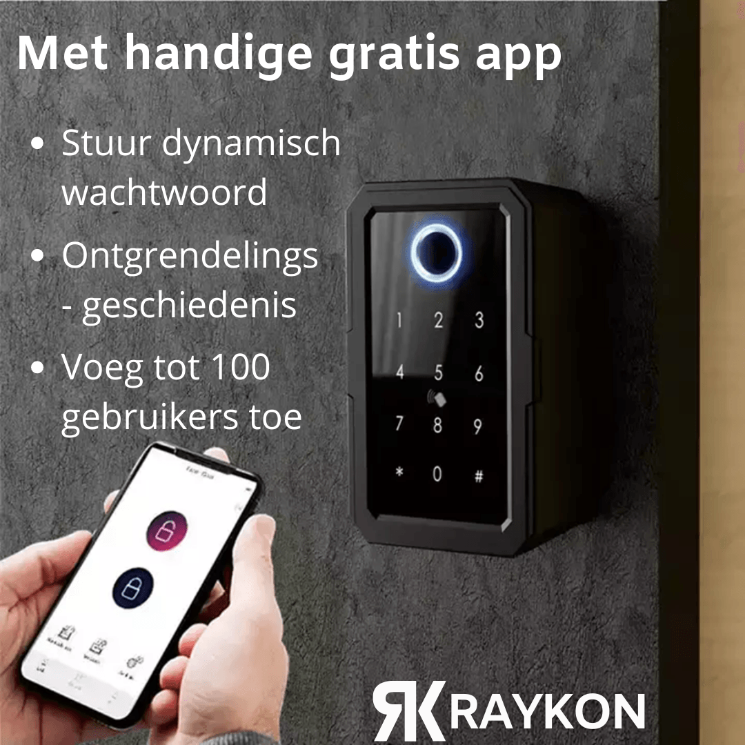Bluetooth & WIFI Sleutelkluis met Vingerafdruk en App